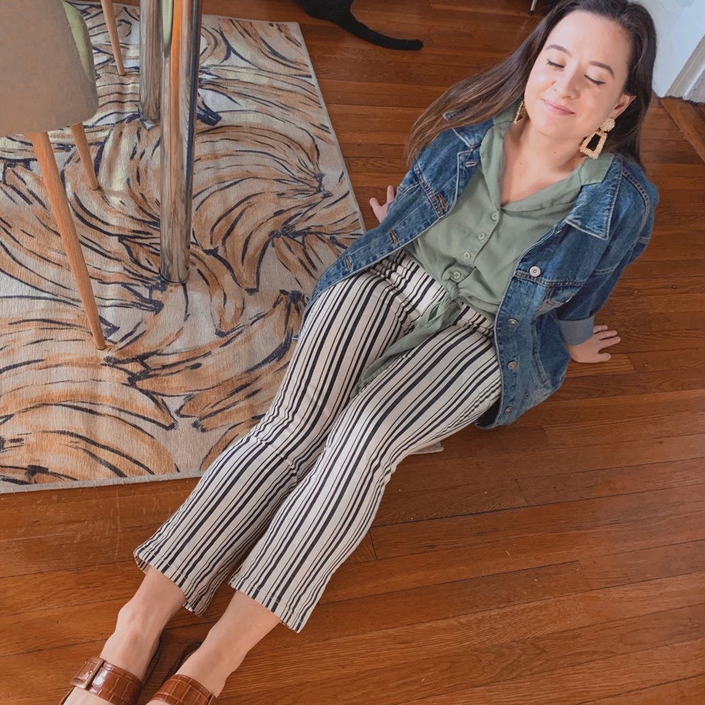 BDG Striped high rise kick flare cropped pants